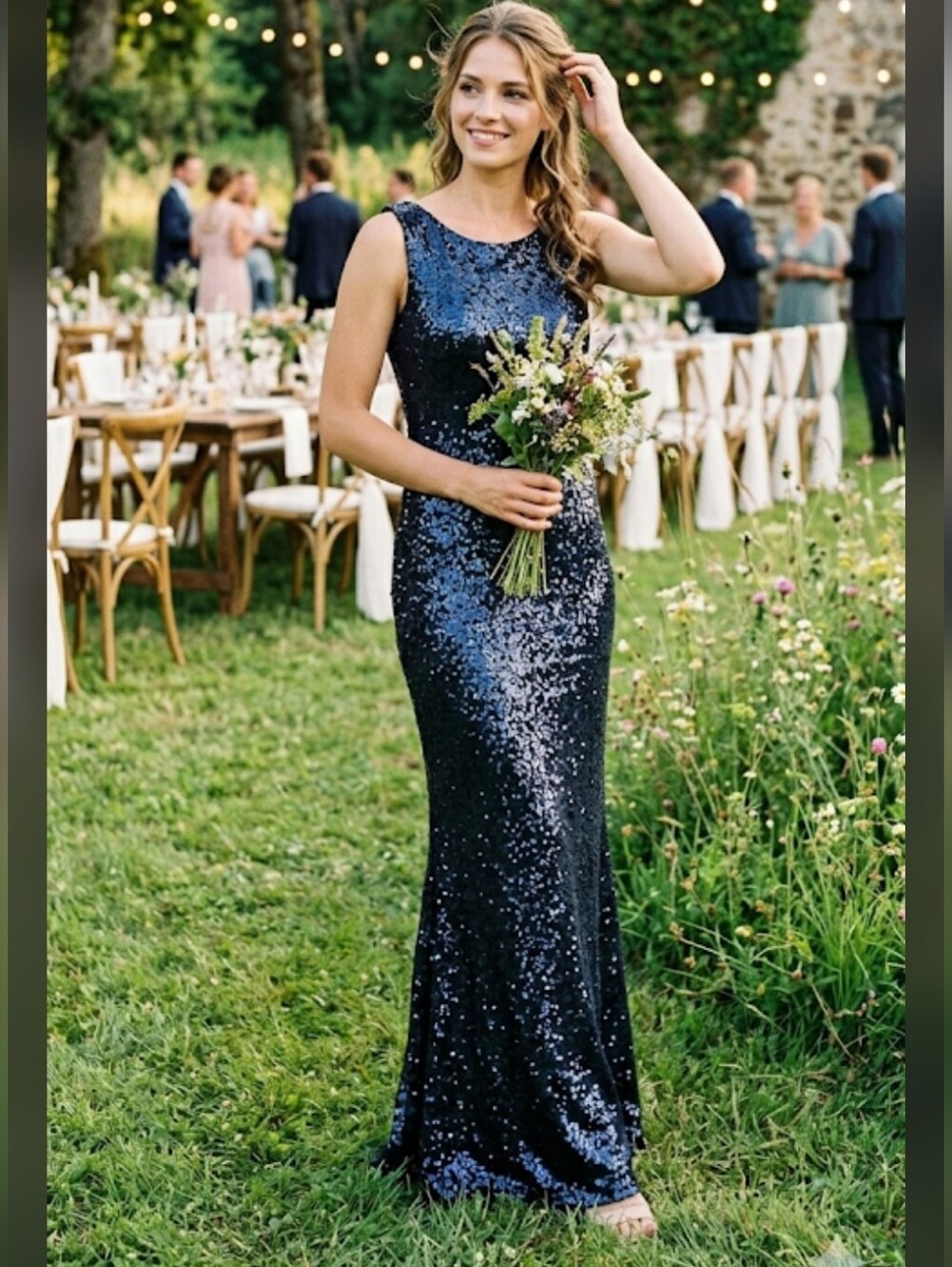 Maxi sequin dress blue navy size 5/6